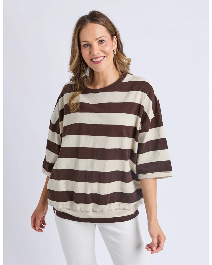 Maizie Stripe Sweat Coffee