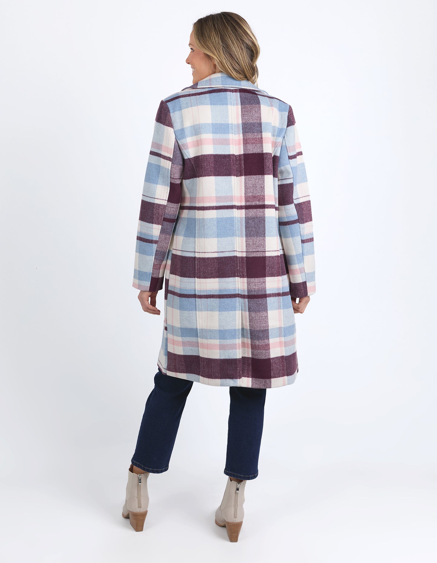 Blanche Merlot Check Coat