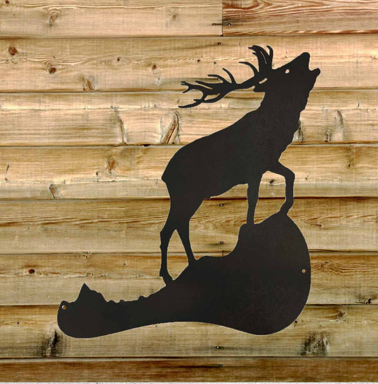 Stag Roaring Metal Wall Art