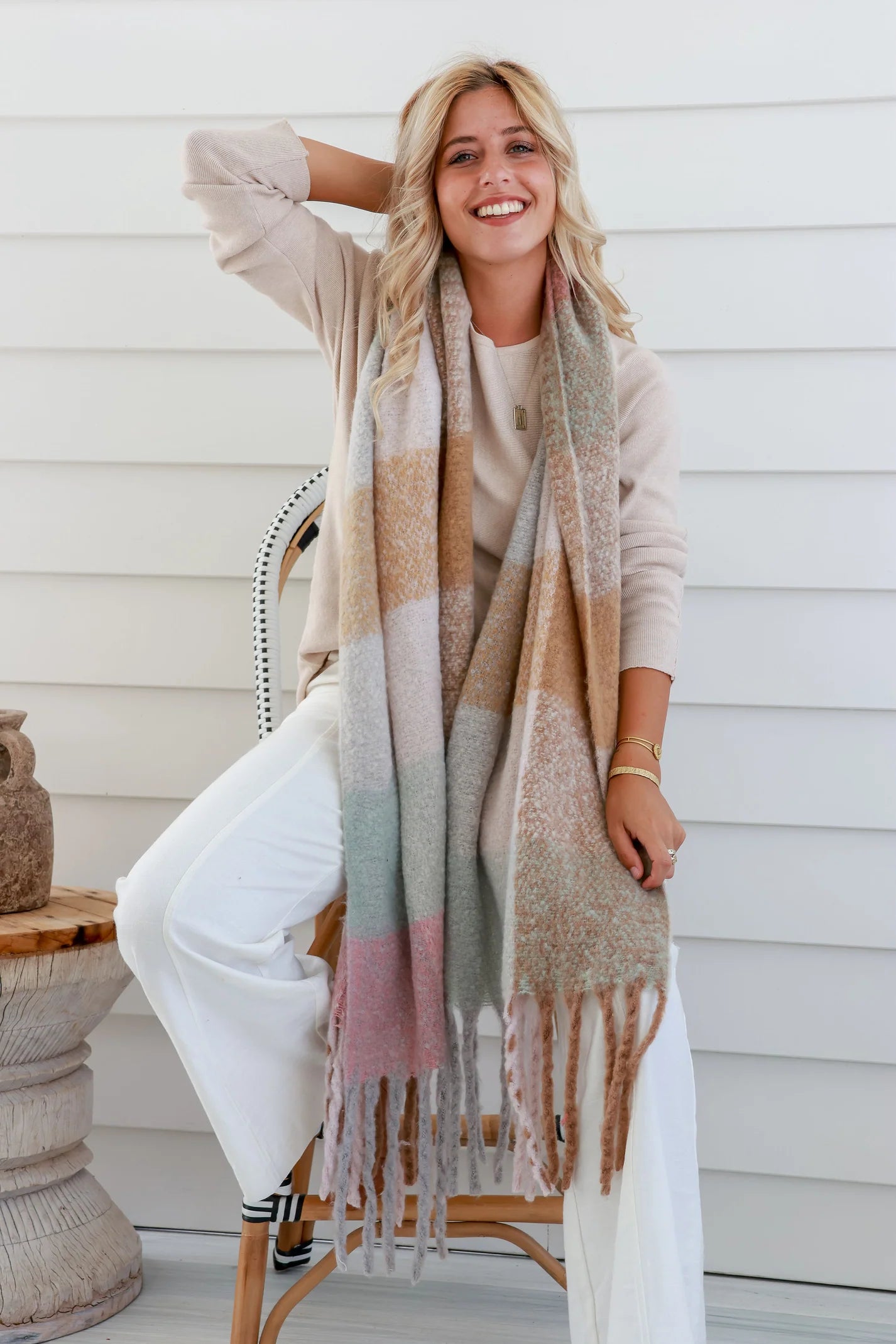 Oversized Plaid Scarf