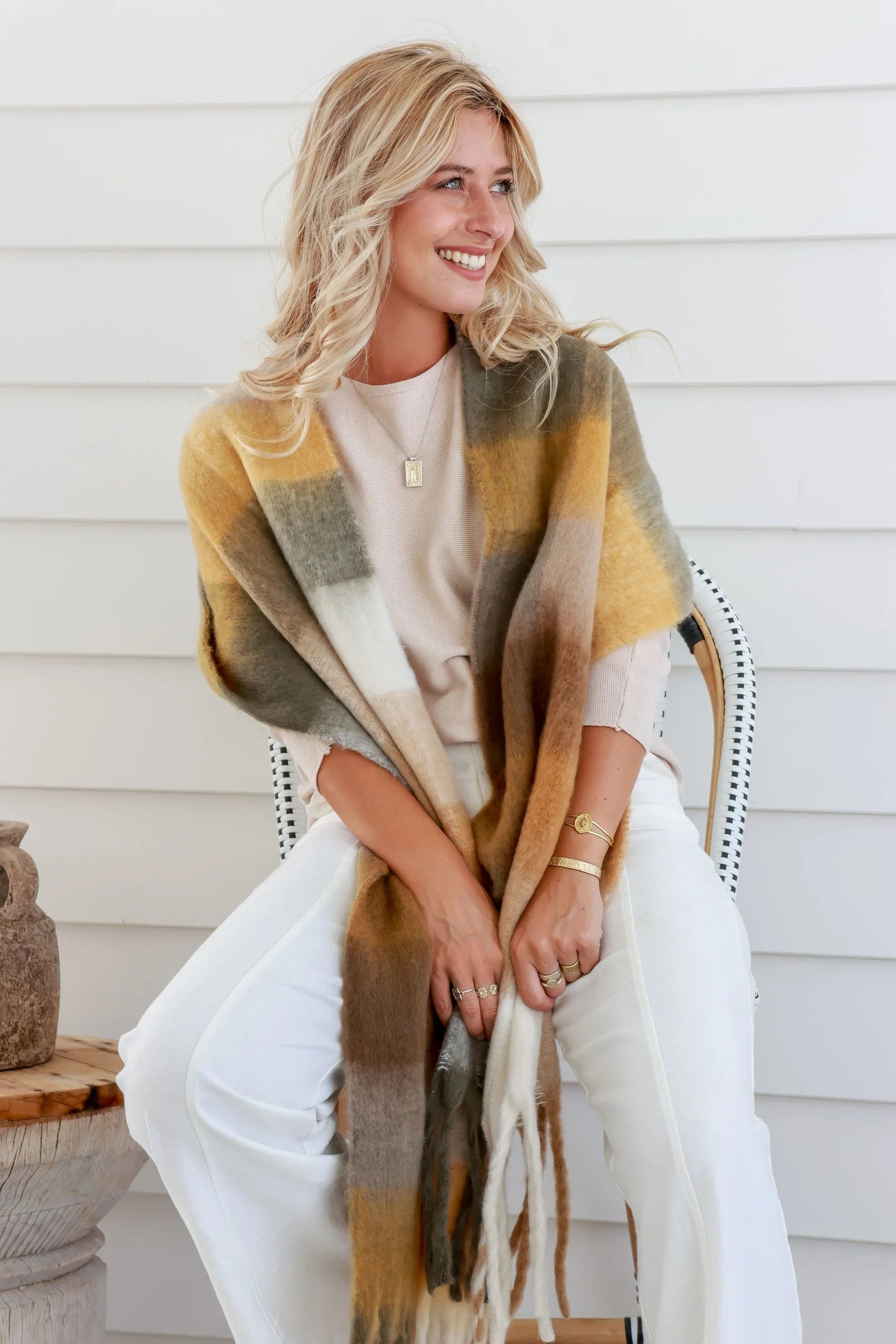 Oversized Plaid Scarf