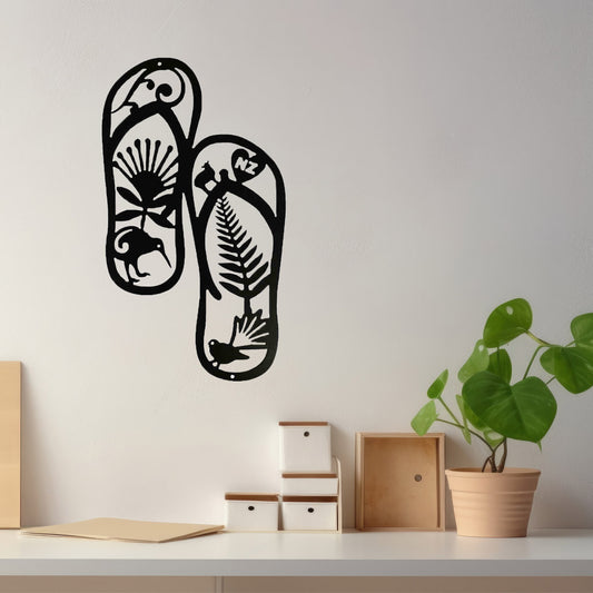 NZ Icons Jandal Metal Art