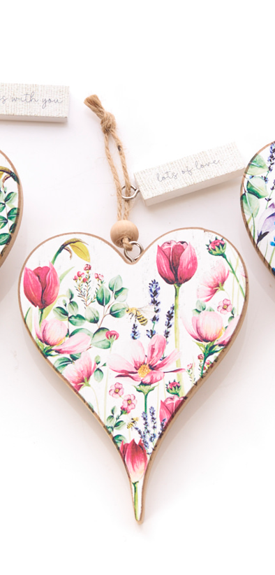 Wooden Floral Heart