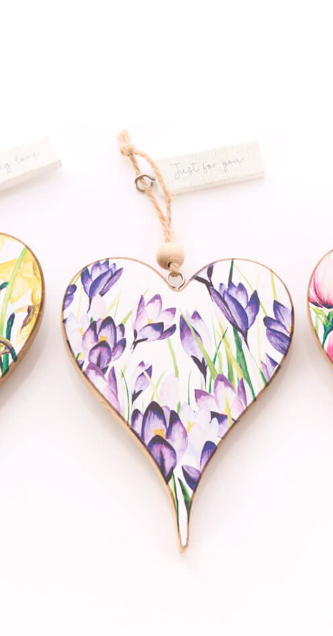 Wooden Floral Heart