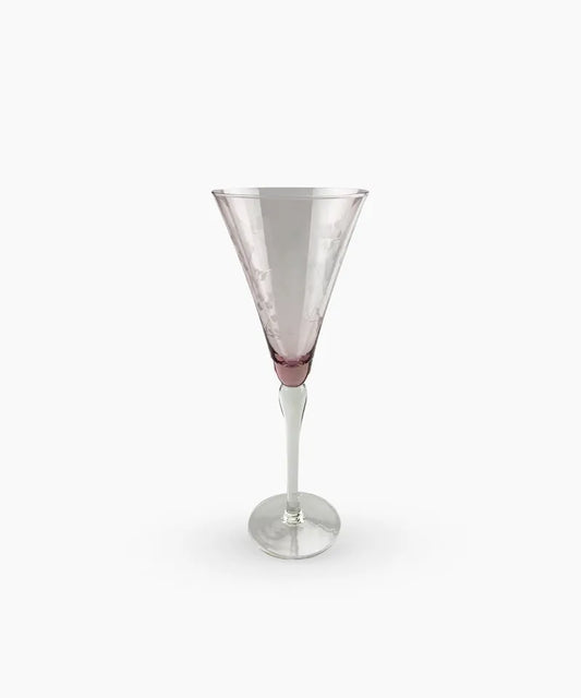 Floral Etched Wine Glass