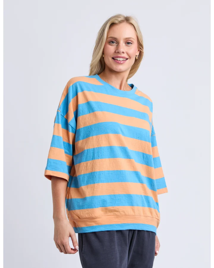 Maizie Stripe Sweat Azure Blue