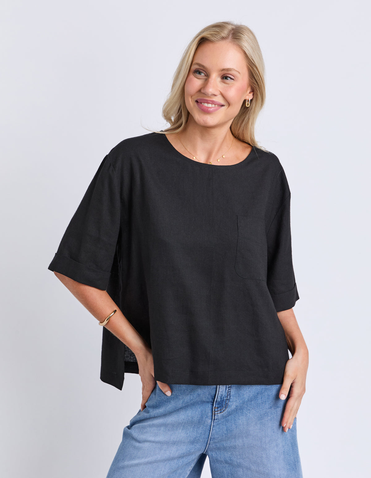Tilly Woven Tee Black