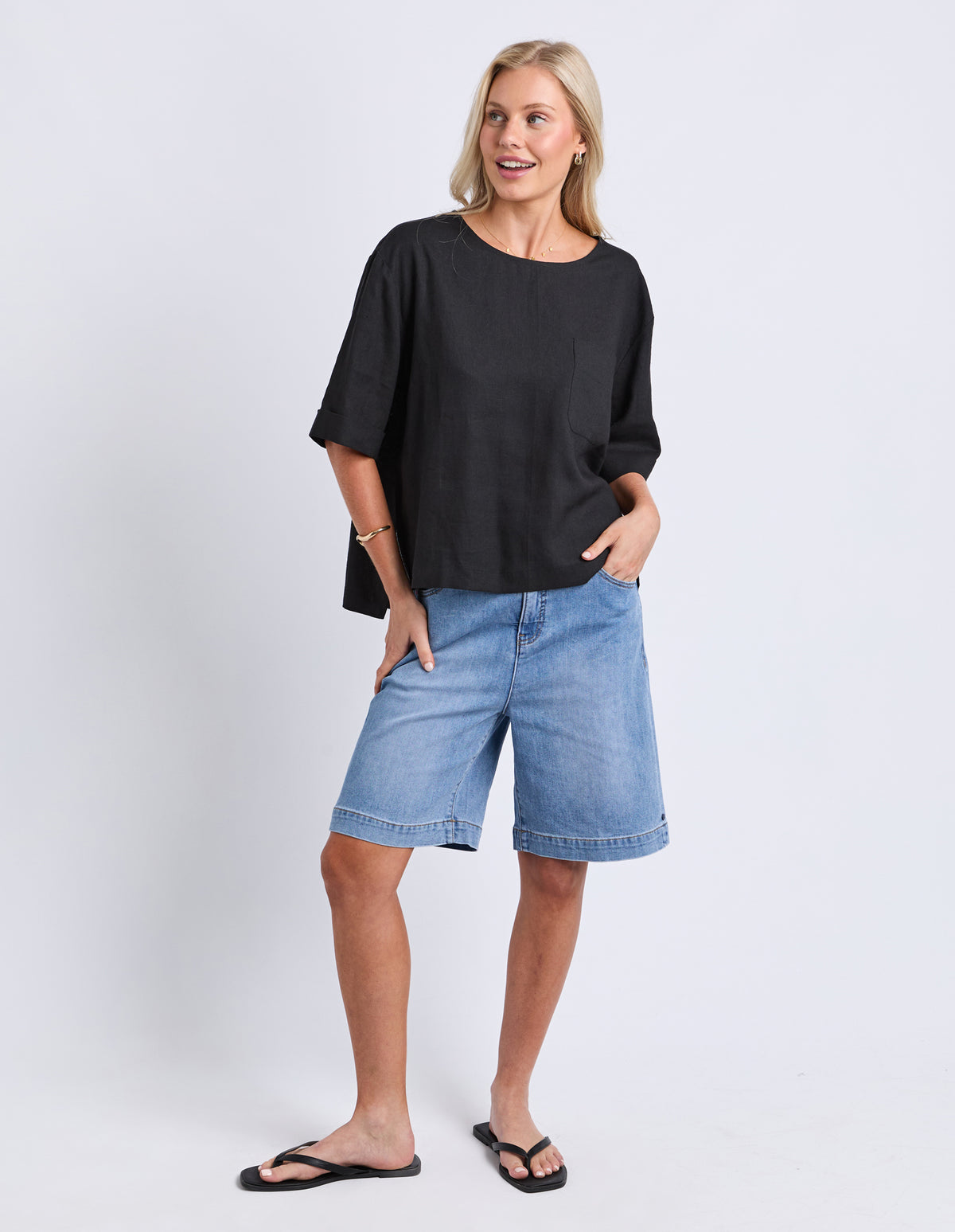 Tilly Woven Tee Black