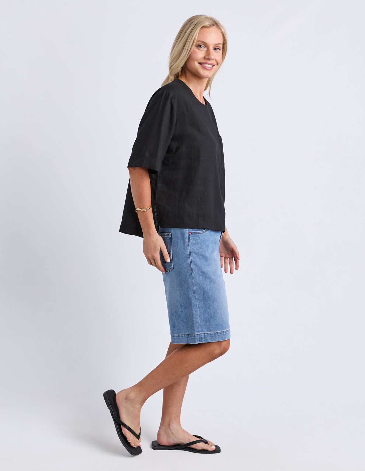 Tilly Woven Tee Black