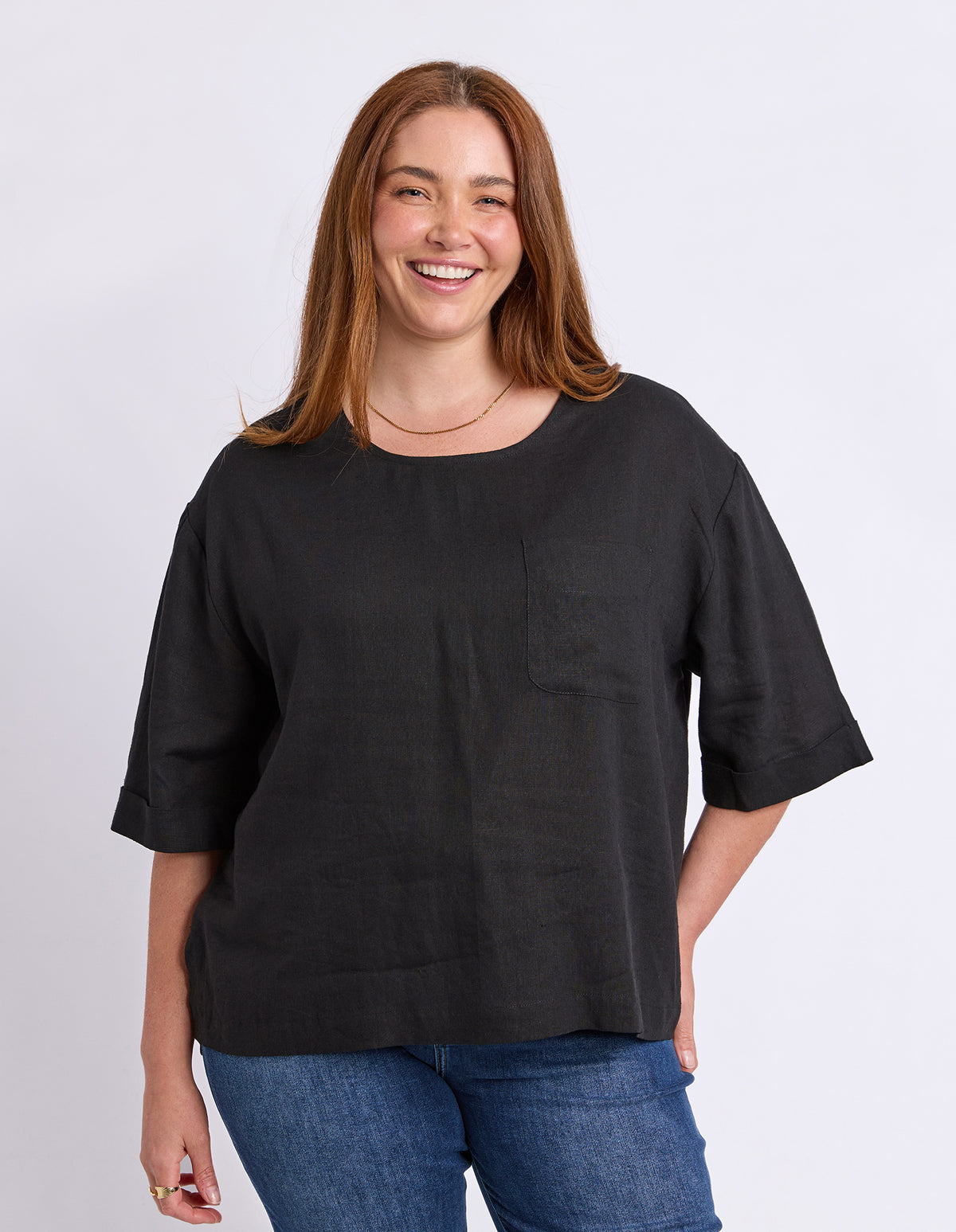 Tilly Woven Tee Black