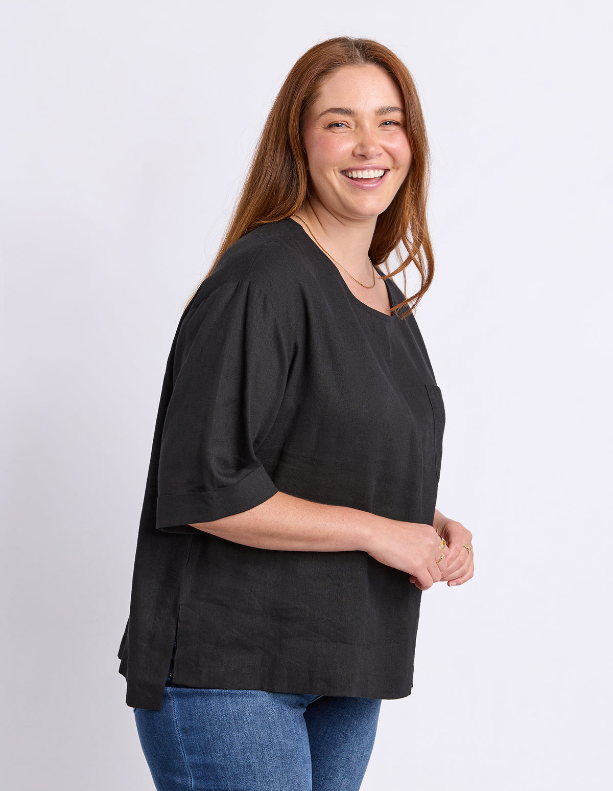 Tilly Woven Tee Black