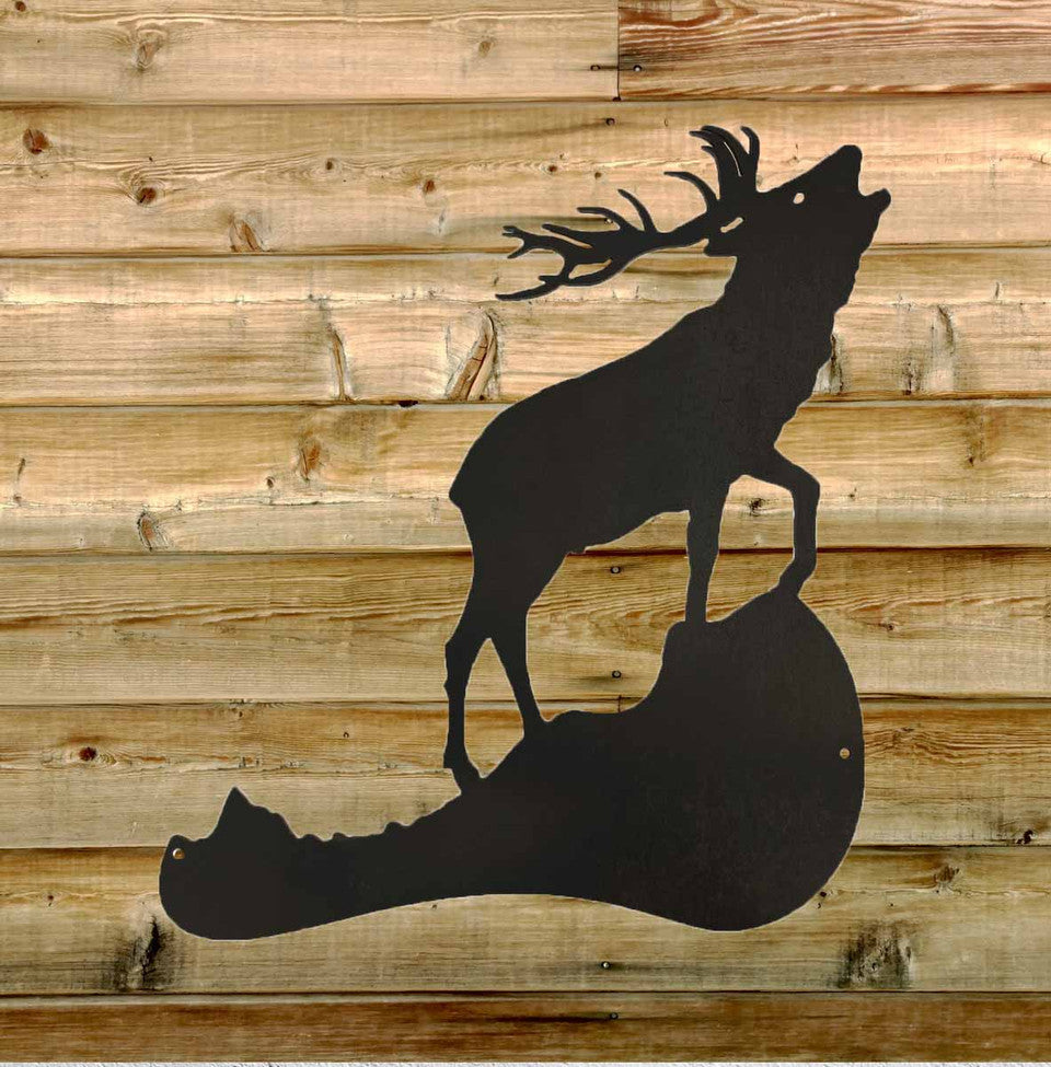 Stag Roaring Metal Wall Art