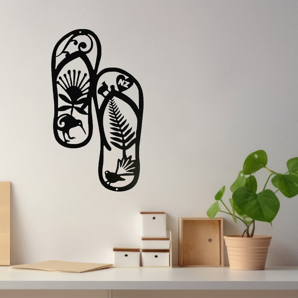 NZ Icons Jandal Metal Art