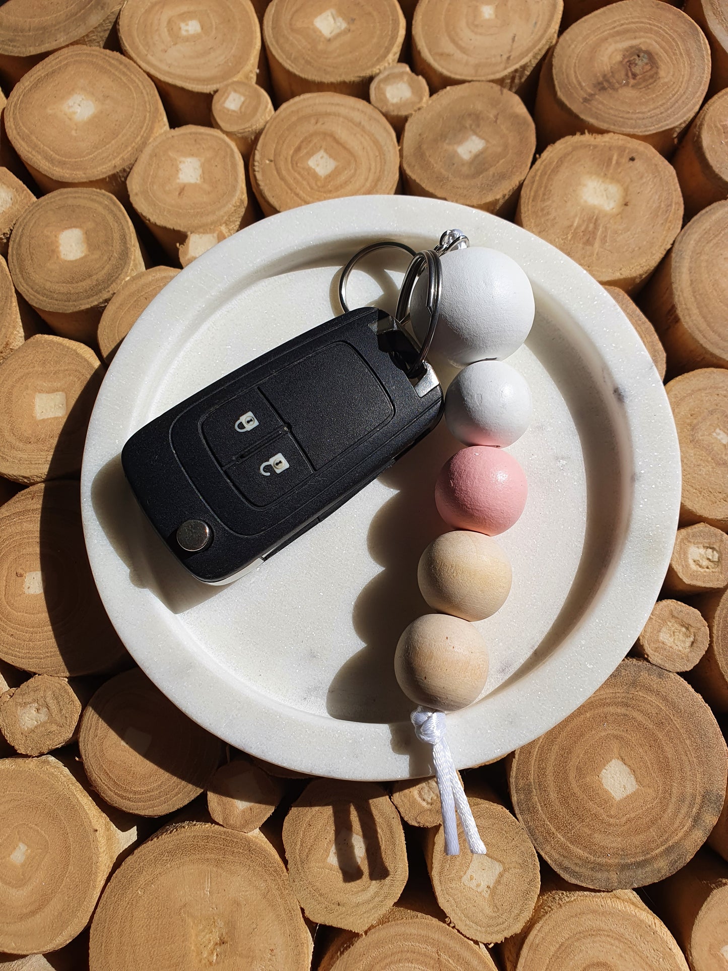 Wooden Bead Keychain