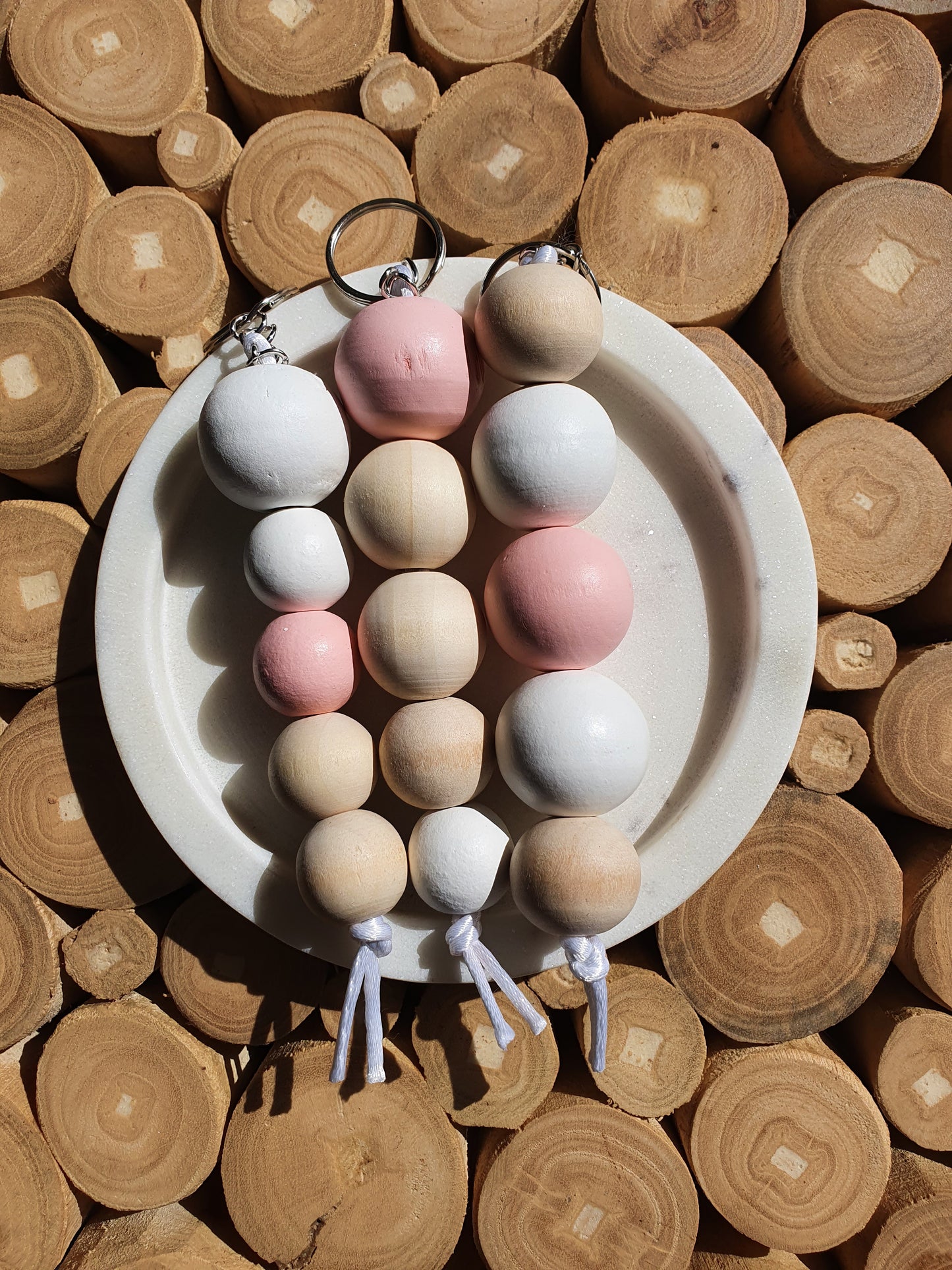 Wooden Bead Keychain