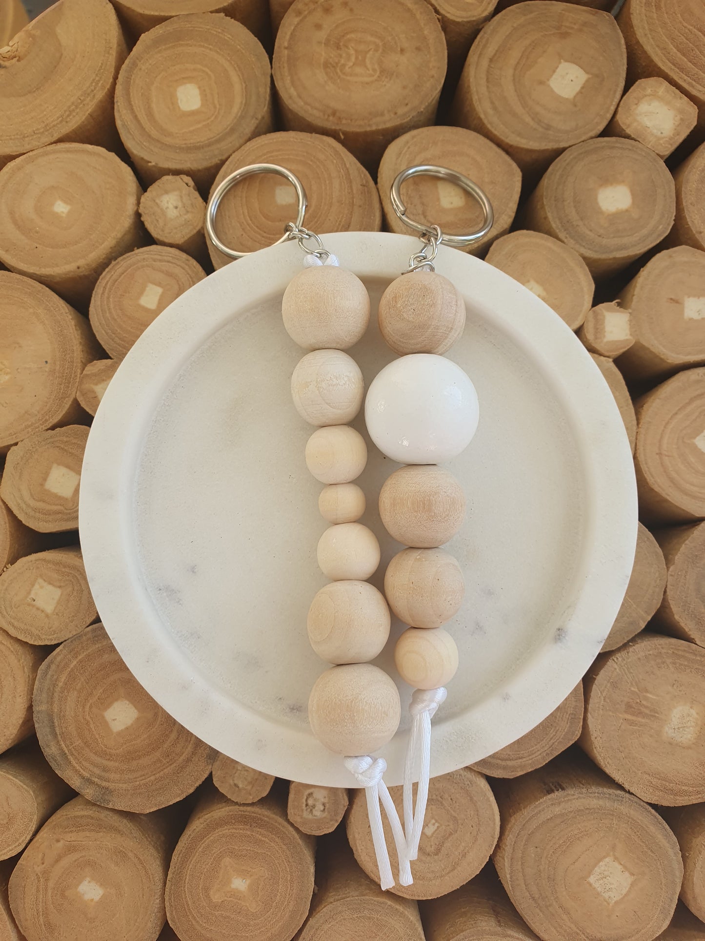 Wooden Bead Keychain